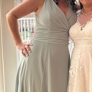 Sage green chiffon bridesmaid dress